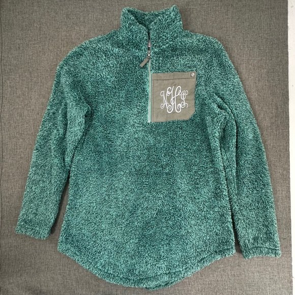 Marleylilly Pullover Cozy Sweater S/M‎ Green High Neck Zipper Polyester - Picture 1 of 13
